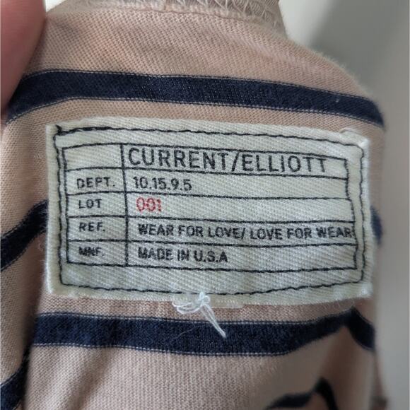 Current/Elliott Cream The Breton Tee Sailor Striped Long Sleeve T-Shirt Small - Picture 5 of 8